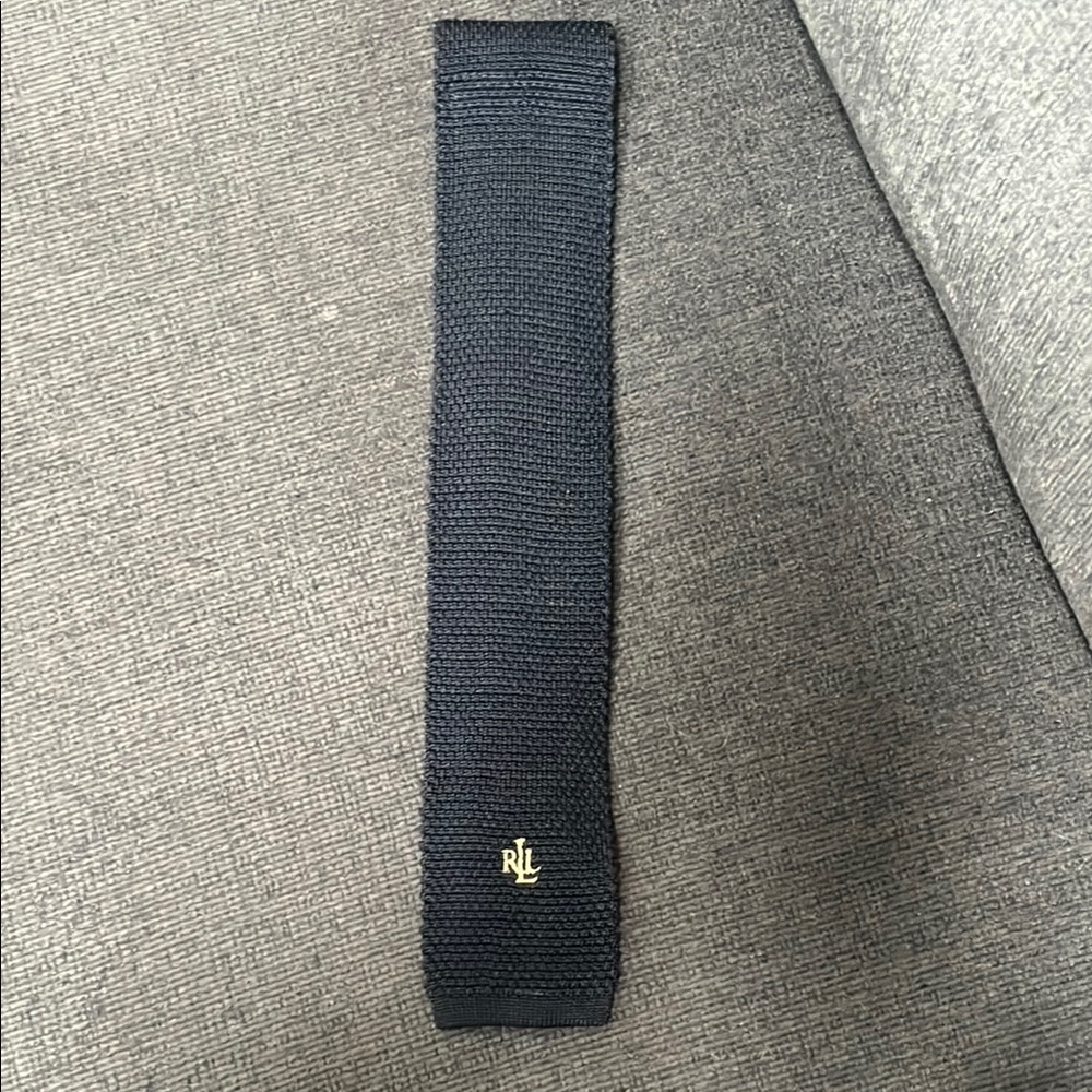 Vintage Ralph Lauren Navy Blue Hand Finished Silk Tie-Rare